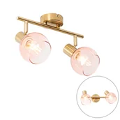 Lampy sufitowe - QAZQA Art Deco punktowe złoto z różowym szkłem 2 światła - Vidro - miniaturka - grafika 1