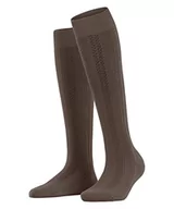 Skarpetki damskie - FALKE Damskie skarpety Knit Caress zrównoważona bawełna biologiczna długie bez wzoru, 1 para skarpet, brązowy (Chocolate 5004), 39-42 - miniaturka - grafika 1