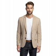 Marynarki męskie - Elegancka męska marynarka z rayonem beżowa Ombre OM-BLZB-0135 V2 roz. XXL - miniaturka - grafika 1