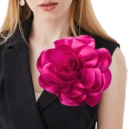 Broszki - BROSZKA PRZYPINKA RÓŻA Fuksja DUŻA KWIAT ELEGANCKA A DO MARYNARKI 20 CM - miniaturka - grafika 1