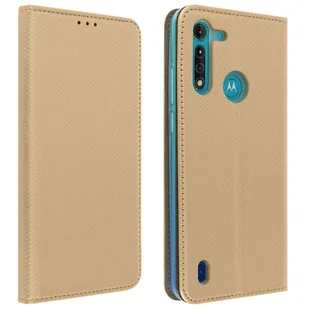 Etui Folio do Motoroli Moto G8 Power Lite Magnetyczne etui z uchwytem na kartę Stojak w kolorze złotym - Etui i futerały do telefonów - miniaturka - grafika 1
