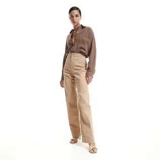 Spodnie damskie - Reserved Bawełniane spodnie - Beżowy - grafika 1