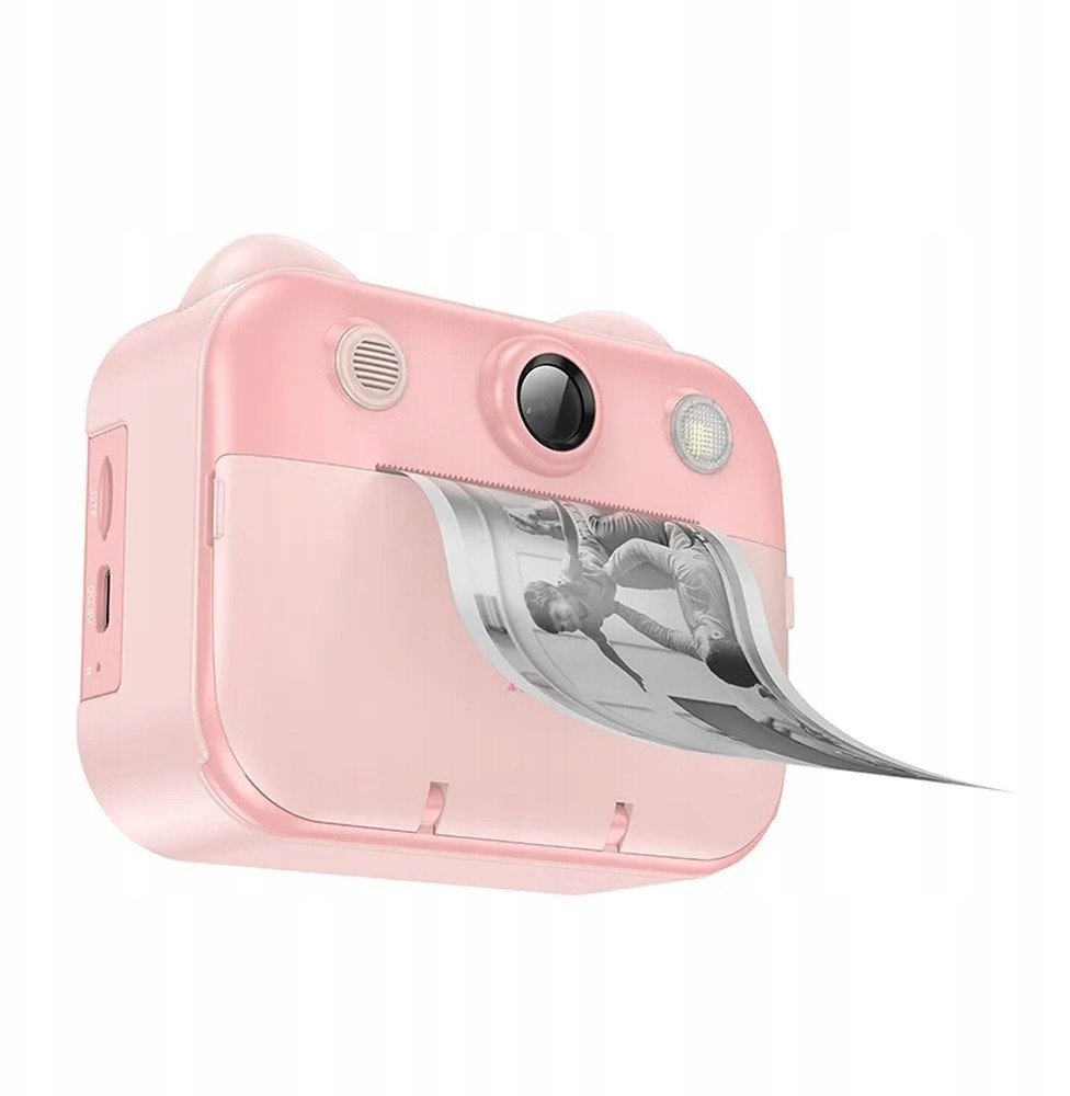 HOCO dziecięcy aparat cyfrowy z drukarką i funkcją selfie DV204 różowy