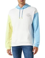 Bluzy męskie - Lee Męska bluza z kapturem w stylu Loose Color Block, ecru, średnia, écru - miniaturka - grafika 1