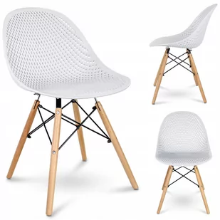 Krzesło Skandynawskie Nowoczesne Z Drewnianymi Nogami Białe - Krzesła - miniaturka - grafika 1