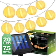 Lampy ogrodowe - Girlanda Solarna Ogrodowa 20x LED Ozdobne Lampiony 7.59m Ciepła 3000K RISA LUMILED - miniaturka - grafika 1