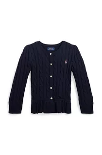 Swetry dla dziewczynek - Polo Ralph Lauren kardigan bawełniany dziecięcy kolor czarny lekki - grafika 1