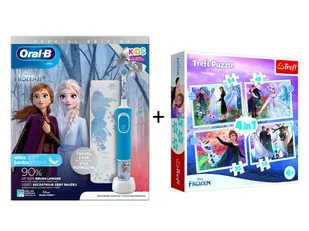ORAL-B D100 Kids Frozen rotacyjna + etui + PUZZLE 4w1 - Magia w lesie - Szczoteczki do zębów dla dzieci - miniaturka - grafika 1