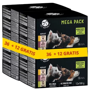 PetRepublic karma mokra dla psów małych ras kawałki w delikatnym sosie MIX 3 smaków 48x100g - Mokra karma dla kotów - miniaturka - grafika 1