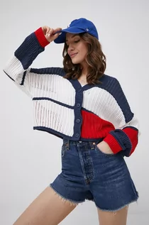 Swetry damskie - Tommy Jeans Tommy Jeans kardigan bawełniany damski kolor granatowy lekki - grafika 1