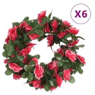 vidaXL Sztuczne girlandy kwiatowe, 6 szt, wiosenny czerwony róż, 250cm - Dekoracje domu - miniaturka - grafika 1