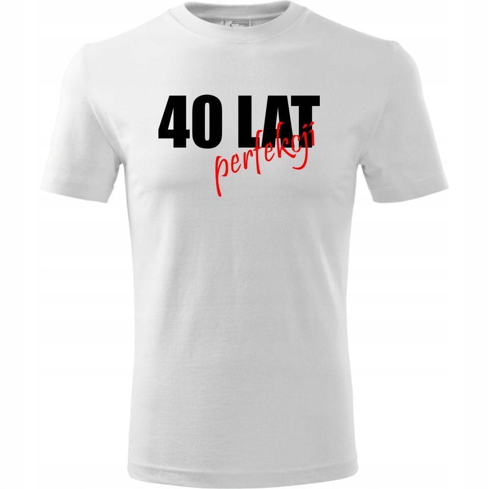 Męska Koszulka z Nadrukiem 40 lat perfekcji na Prezent Urodzinowy Upominek biały XL