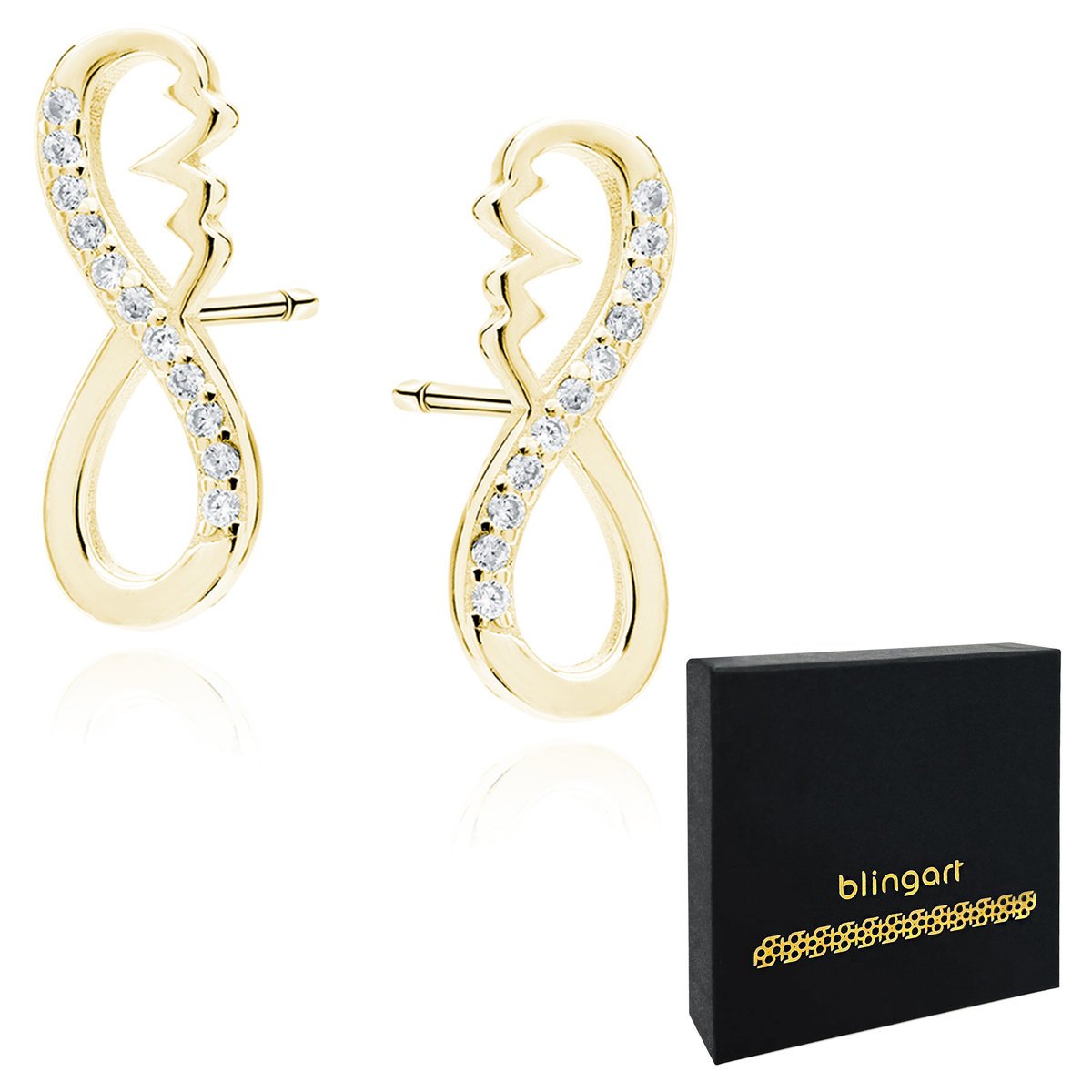 Kolczyki pozłacane sztyfty NIESKOŃCZONOŚĆ cyrkonie