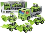 Samochody i pojazdy dla dzieci - Laweta z pojazdem budowlanym zielone MIX - miniaturka - grafika 1