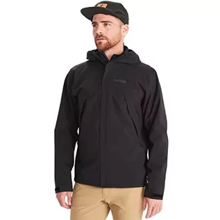 Płaszcze damskie - Marmot Meżczyzni PreCip Eco Pro Jacket, Wodoodporna kurtka przeciwdeszczowa, oddychający płaszcz przeciwdeszczowy, składana wiatrówka hardshell, idealna na trekking, Black, XL - grafika 1