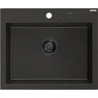 Zlewozmywaki - Mexen Elix zlewozmywak granitowy 1-komorowy 600 x 500 mm, czarny/złoty metalik, syfon czarny - 6525601005-75-B - miniaturka - grafika 1