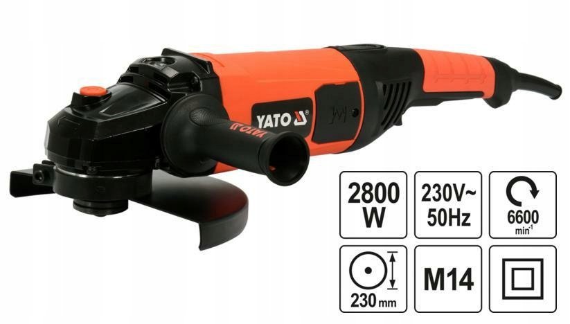YATO SZLIFIERKA KĄTOWA DUŻA 230mm 2800W GUMÓWKA KĄTÓWKA DIAX WOLNY START