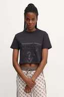 Koszulki sportowe damskie - Guess t-shirt bawełniany ADELE damski kolor czarny V2YI06 K8HM0 - miniaturka - grafika 1