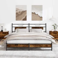 Łóżka - vidaXL Metalowa rama łóżka, bez materaca, przydymiony dąb, 183x213 cm - miniaturka - grafika 1