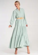 Sukienki - Sukienka na co dzień Sukienka z falbankami| Miętowa sukienka M1212 UNI - miniaturka - grafika 1