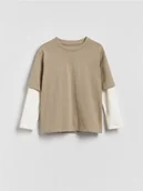 Bluzki dla chłopców - Reserved - Bawełniany longsleeve - zielony - miniaturka - grafika 1