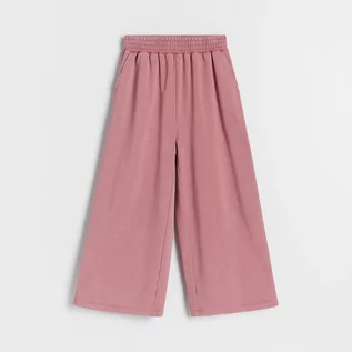 Spodnie i spodenki dla dziewczynek - Reserved - Bawełniane spodnie wide leg - Różowy - grafika 1