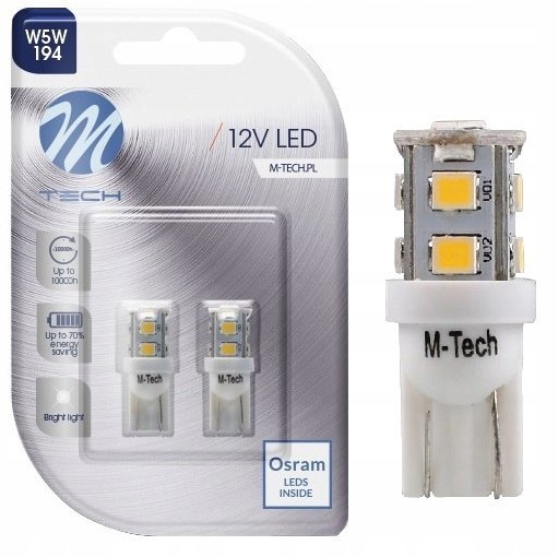 2x Żarówki W5w Led Osram M-tech T10 Dioda Biała