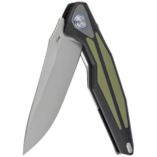 Nóż składany RikeKnife Tulay Integral Black G10 / OD Green G10 Inlay, Satin 154CM (TULAY-BOG) - Noże - miniaturka - grafika 6