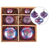 Ozdoby bożonarodzeniowe - BELIANI Zestaw 6 bombek na choinkę różowy szklanych choinkowe ręcznie robione wiszące dekoracje - miniaturka - grafika 1