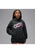 Bluzy dla dziewczynek - Satynowa bluza zkapturem okroju oversize dla dużych dzieci Jordan Jumpman Club - Czerń - Nike - miniaturka - grafika 1