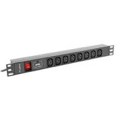 Listwy zasilające - Lanberg lanberg Listwa zasilająca Rack PDU 19 cali 1U 16A 8X IEC C13 2M Czarna - miniaturka - grafika 1