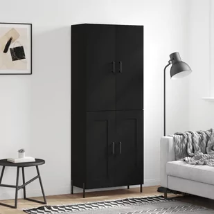 vidaXL Witrynka, czarna, 69,5x34x180 cm, materiał drewnopochodny - Witryny - miniaturka - grafika 1