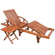 Leżaki ogrodowe - Leżak ze stolikiem, lite drewno akacjowe - miniaturka - grafika 1