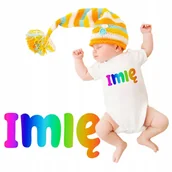 Body dla niemowląt - Body Niemowlęce Białe RAINBOW TWOJE IMIĘ Wzory 62 - miniaturka - grafika 1