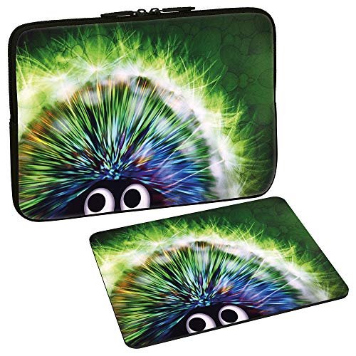 Pedea Design pokrowiec na notebooka z ekranem o przekątnej do 17,3 cala (43,9 cm) z dołączoną podkładką pod mysz Design, motyw Green Hedgehog (zielony jeż) SET019-66060714