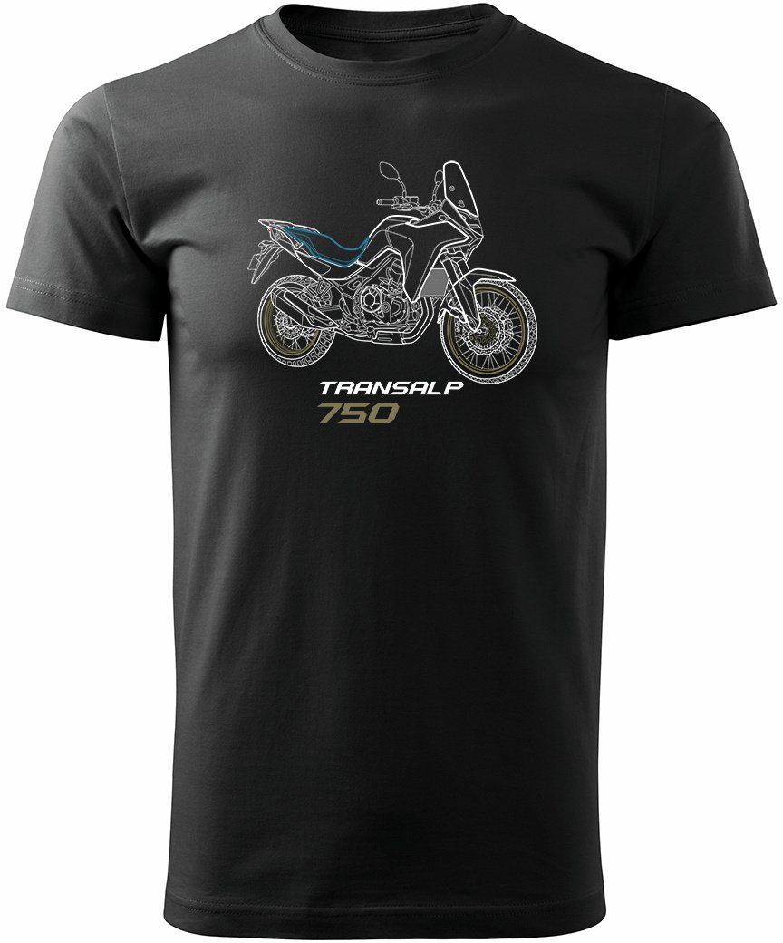 Topslang Koszulka motocyklowa z motocyklem na motor Honda Transalp 750 męska czarna XL