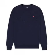 Bluzy męskie - BLUZA MĘSKA BEZ KAPTURA GRANATOWA MAŁE LOGO WRANGLER L - miniaturka - grafika 1