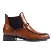 Botki damskie - Botki damskie sztyblety na obcasie Vinceza brązowe - miniaturka - grafika 1