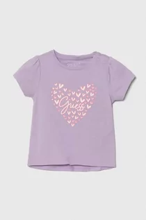 Koszulki dla dziewczynek - Guess t-shirt niemowlęcy kolor fioletowy - grafika 1