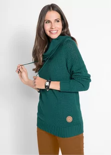 Sweter z golfem z troczkami - bonprix - Swetry damskie - miniaturka - grafika 1
