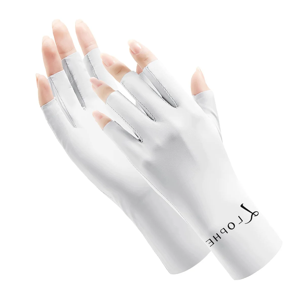 RĘKAWICE BEZ PALCÓW Z OCHRONĄ UV UPF 50 ODDYCHAJĄCE BIAŁY MATERIAŁ NYLON