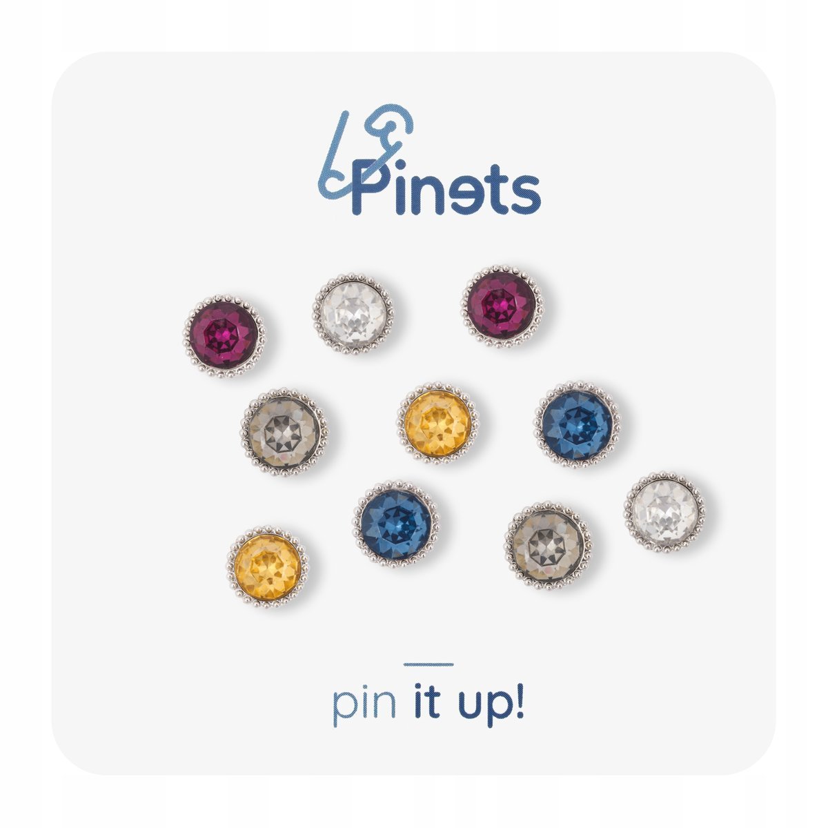 PINETS Eleganckie przypinki z cyrkonią - zestaw 10 szt ozdób do ubrań