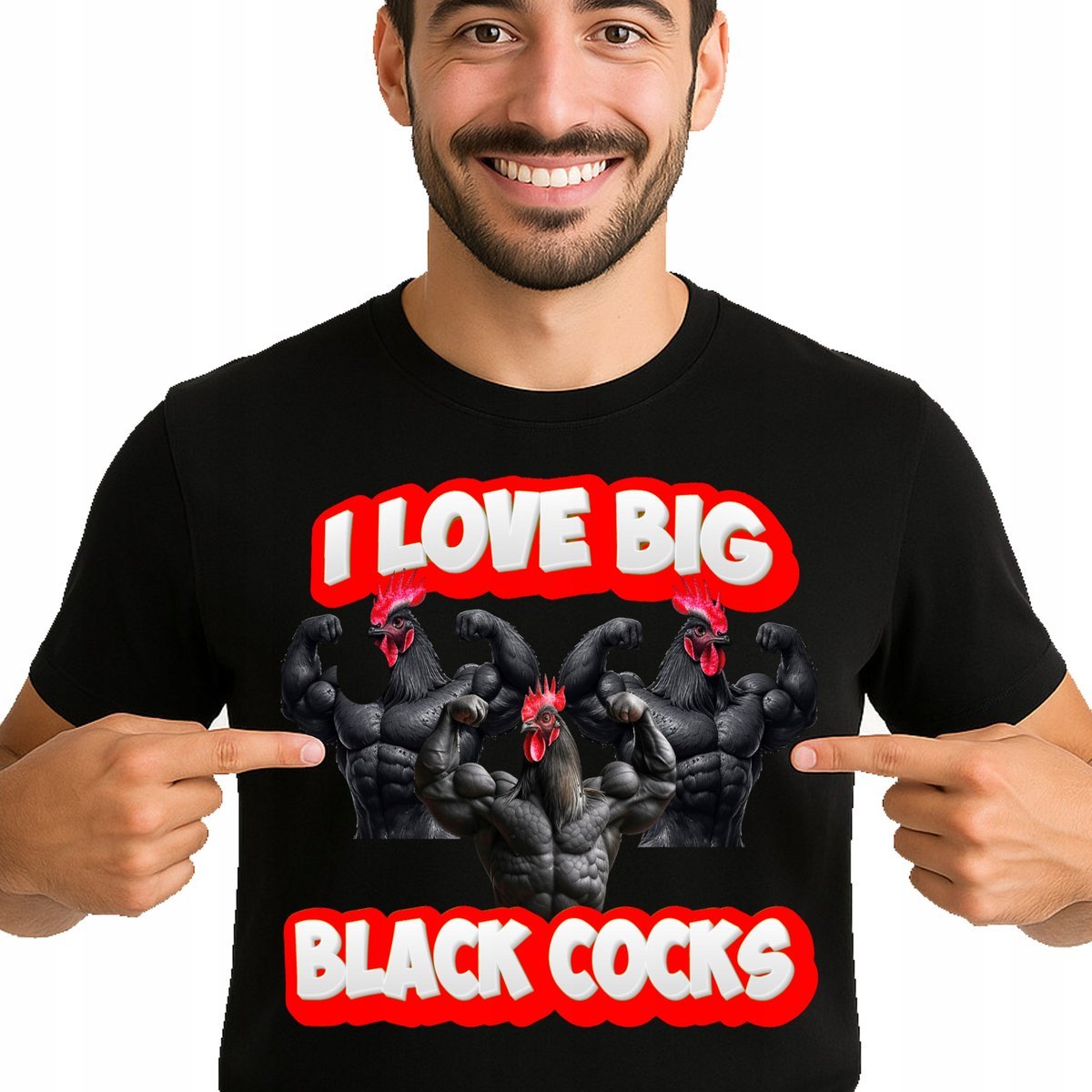 Śmieszna Koszulka I Love Big Black Cocks KOGUT Premium M 3529 CZARNA
