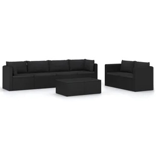 vidaXL 7-częściowy zestaw mebli do ogrodu, poduszki, rattan PE, czarny 3059501 - Meble ogrodowe - miniaturka - grafika 1