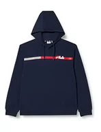 Bluzy męskie - FILA Męska bluza z kapturem Sanford Block Stripes, Black Iris, L, Black Iris, L - miniaturka - grafika 1