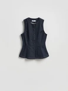 Reserved - Jeansowa kamizelka - granatowy - Marynarki i żakiety damskie - miniaturka - grafika 1