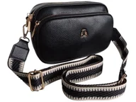 Torebki damskie - Torebka Listonoszka Damska, Czarny Mały Kuferek na Ramię i Szeroki Pasek - miniaturka - grafika 1