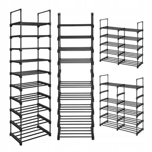 Szafka półka na buty Wysoka Wąska regał 10 poziomów 45 x 174 x 33 cm czarna - Szafki na buty - miniaturka - grafika 1