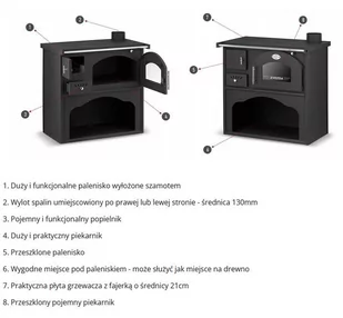 Piec koza kuchenka kuchnia węglowa westfalka 6-8kW (kolor: czarny, średnica wylotu spalin: 130 mm) - spełnia anty-smogowy EkoProjekt 99680120 - Kuchnie węglowe - miniaturka - grafika 12
