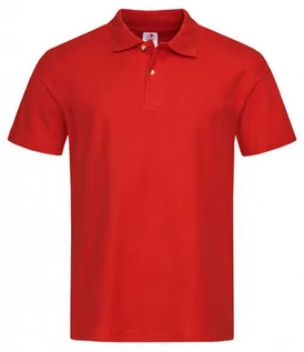 Koszulki męskie - Czerwona Bawełniana Koszulka POLO -STEDMAN- Męska, Krótki Rękaw, z Kołnierzykiem, Casualowa - Stedman - grafika 1